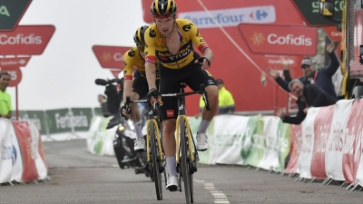 Primoz Roglic setzte sich auf der 17. Etappe der Vuelta durch. (Foto: Pep Dalmau/Belga/dpa)