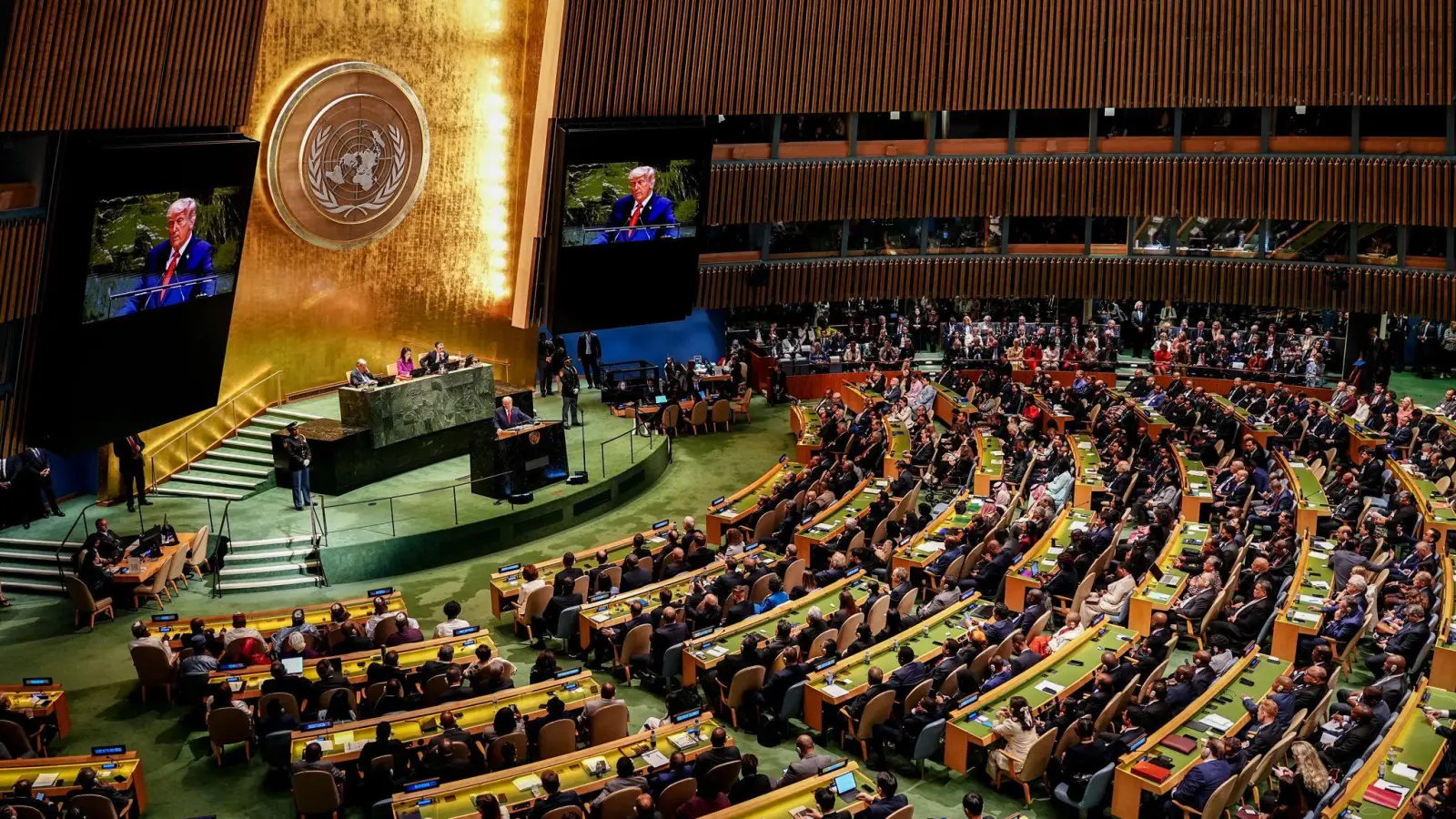 Trump vor der UN-Vollversammlung (Foto: Kay Nietfeld/dpa)