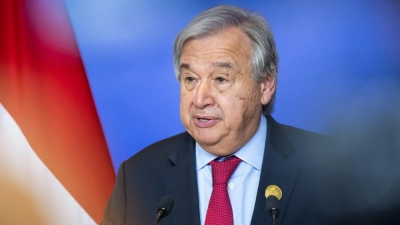 UN-Generalsekretär António Guterres: „Die Welt brennt und ertrinkt vor unseren Augen.“ (Foto: Christophe Gateau/dpa)