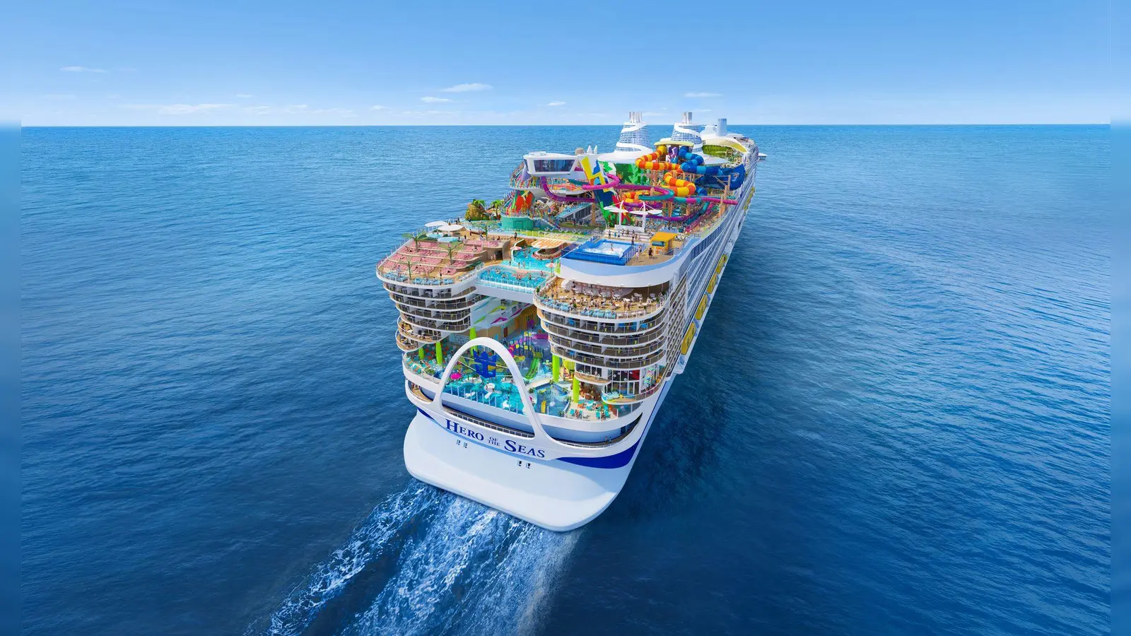 365 Meter lang und Platz für mehr als 5.600 Passagiere: Die „Hero of the Seas“ soll im August 2027 erstmals in See stechen. (Foto: Royal Caribbean International/dpa-tmn)