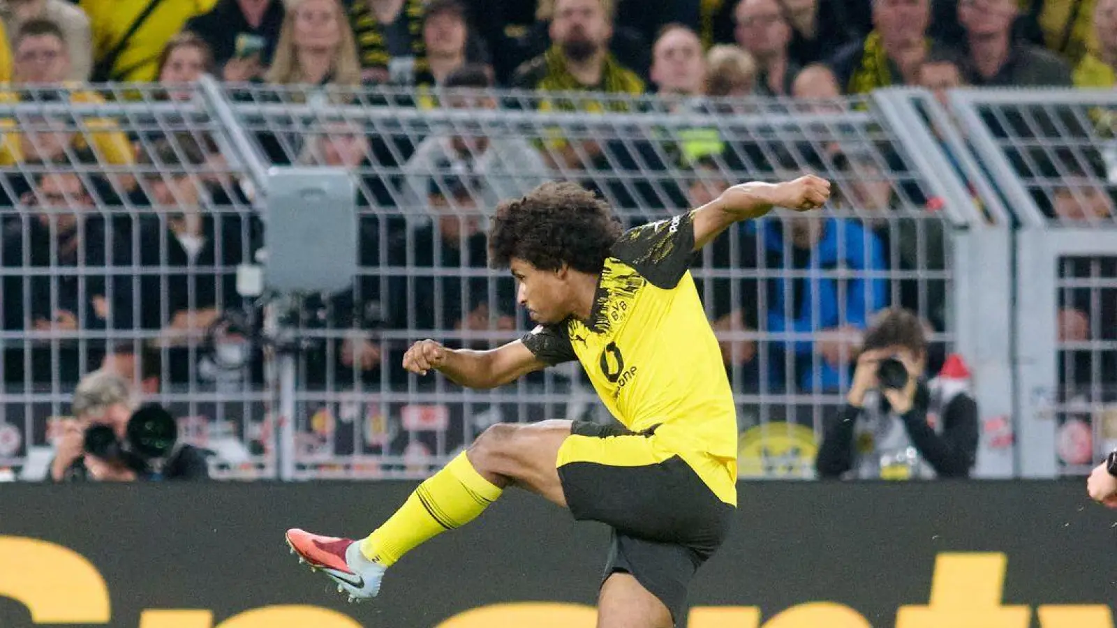 Brachte den BVB mit einem fulminanten Schuss in Führung: Karim Adeyemi. (Foto: Bernd Thissen/dpa)