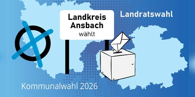Wer wird neuer Landrat im Landkreis Ansbach? Das entscheiden die Bürgerinnen und Bürger am 8. März 2026. (Grafik: Susanne Pöhlmann)