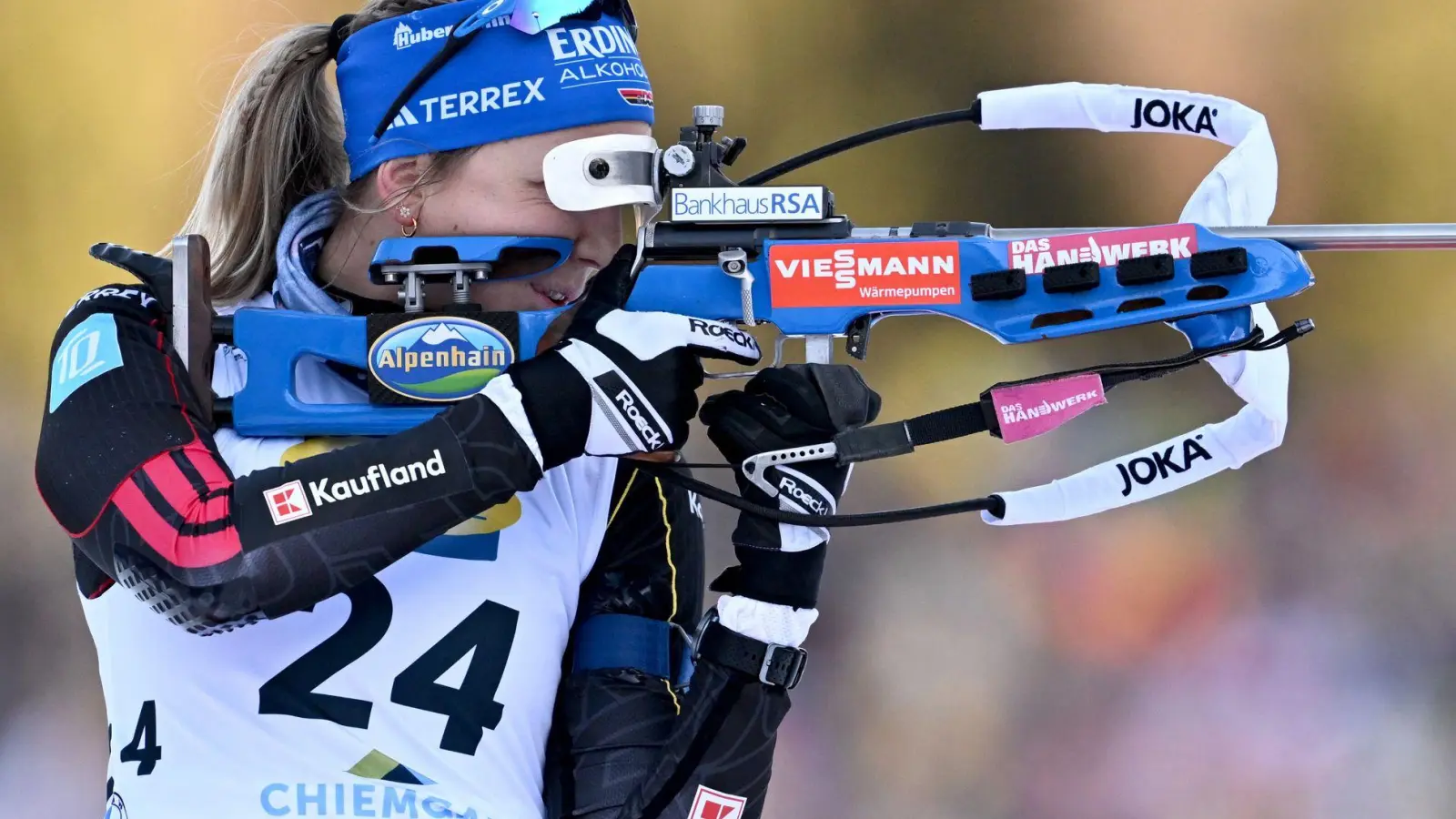 Franziska Preuß am Ruhpoldinger Schießstand. (Foto: Sven Hoppe/dpa)