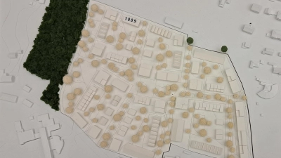 An einer Seite grenzt das neue Gebiet, das durchgrünt und weitestgehend autofrei sein soll, unmittelbar an den früheren Baronswald.  (Archivbild: Florian Schwab)