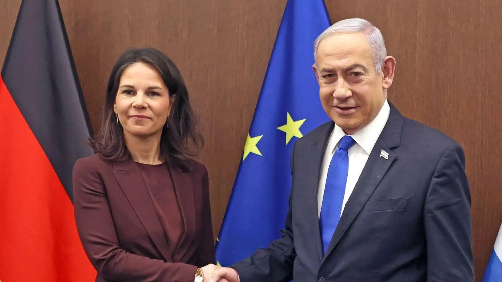 Bundesaußenministerin Annalena Baerbock und Israels Premier Benjamin Netanjahu trafen sich am Mittwoch in Jerusalem. (Foto: Ilia Yefimovich/dpa)