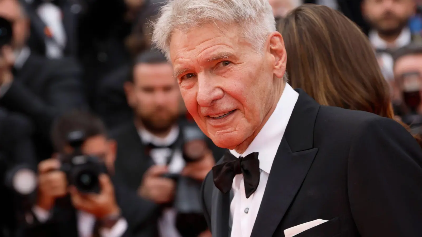 Harrison Ford bei der Premiere des Films „Indiana Jones und das Rad des Schicksals“ in Cannes. (Foto: Joel C Ryan/Invision/AP/dpa)