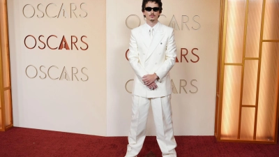 Timothée Chalamet posiert mit Sonnenbrille bei den Oscars 2026. (Foto: Jordan Strauss/Invision/AP/dpa)