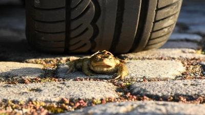 Nicht alle Erdkröten schaffen es, auf dem Weg zu Laichgewässern den Autoreifen zu entkommen. (Foto: Michael Hauer)
