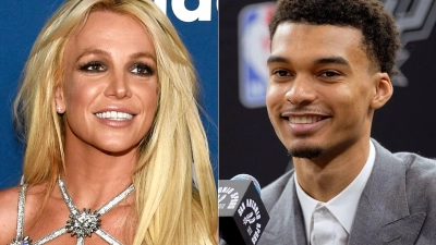 In Las Vegas kam es zu einem Vorfall zwischen Sängerin Britney Spears und Basketballspieler Victor Wembanyama. (Foto: Chris Pizzello/Eric Gay/ap/AP)