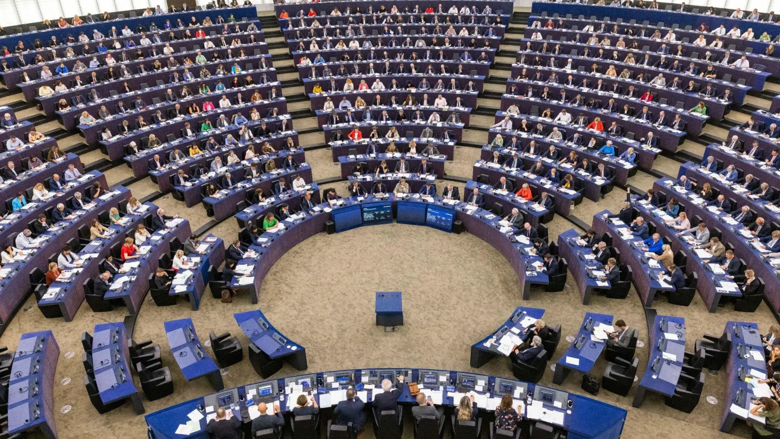 Der Sitzungssaal des EU-Parlaments in Straßburg (Archivbild). (Foto: Philipp von Ditfurth/dpa)
