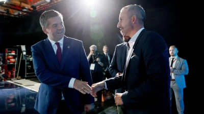 Sven Schulze (CDU) und Ulrich Siegmund (AfD). (Foto: Jan Woitas/dpa)