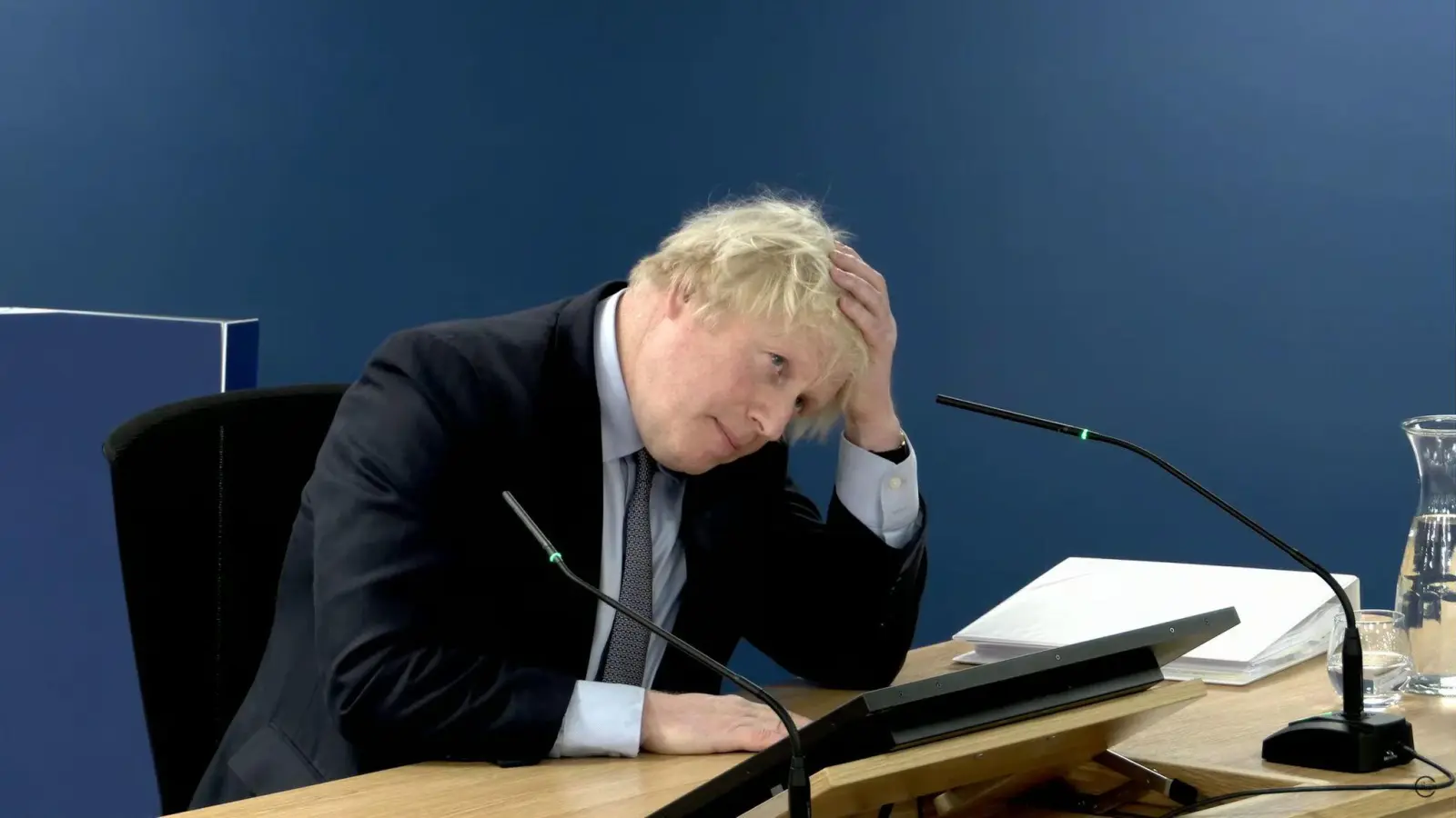 Der ehemalige Premierminister Boris Johnson vor der britischen Corona-Untersuchungskommission in London. (Foto: Uk Covid-19 Inquiry/PA Media/dpa)