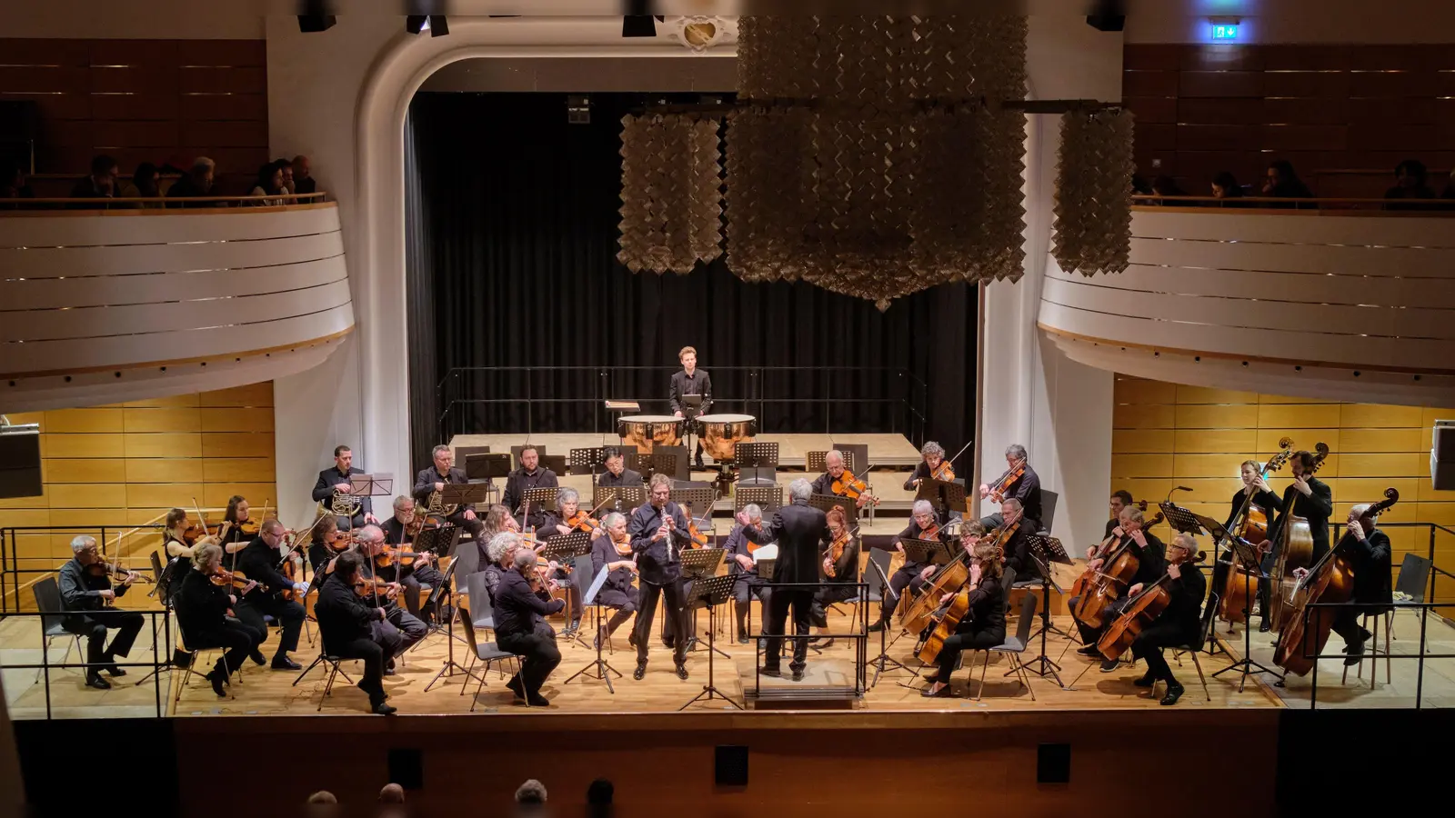 Das Ansbacher Kammerorchester unter der Leitung von Karl-Friedrich Beringer und der Oboist Lennart Höger gestalteten das Neujahrskonzert. (Foto: Martin Stumpf)