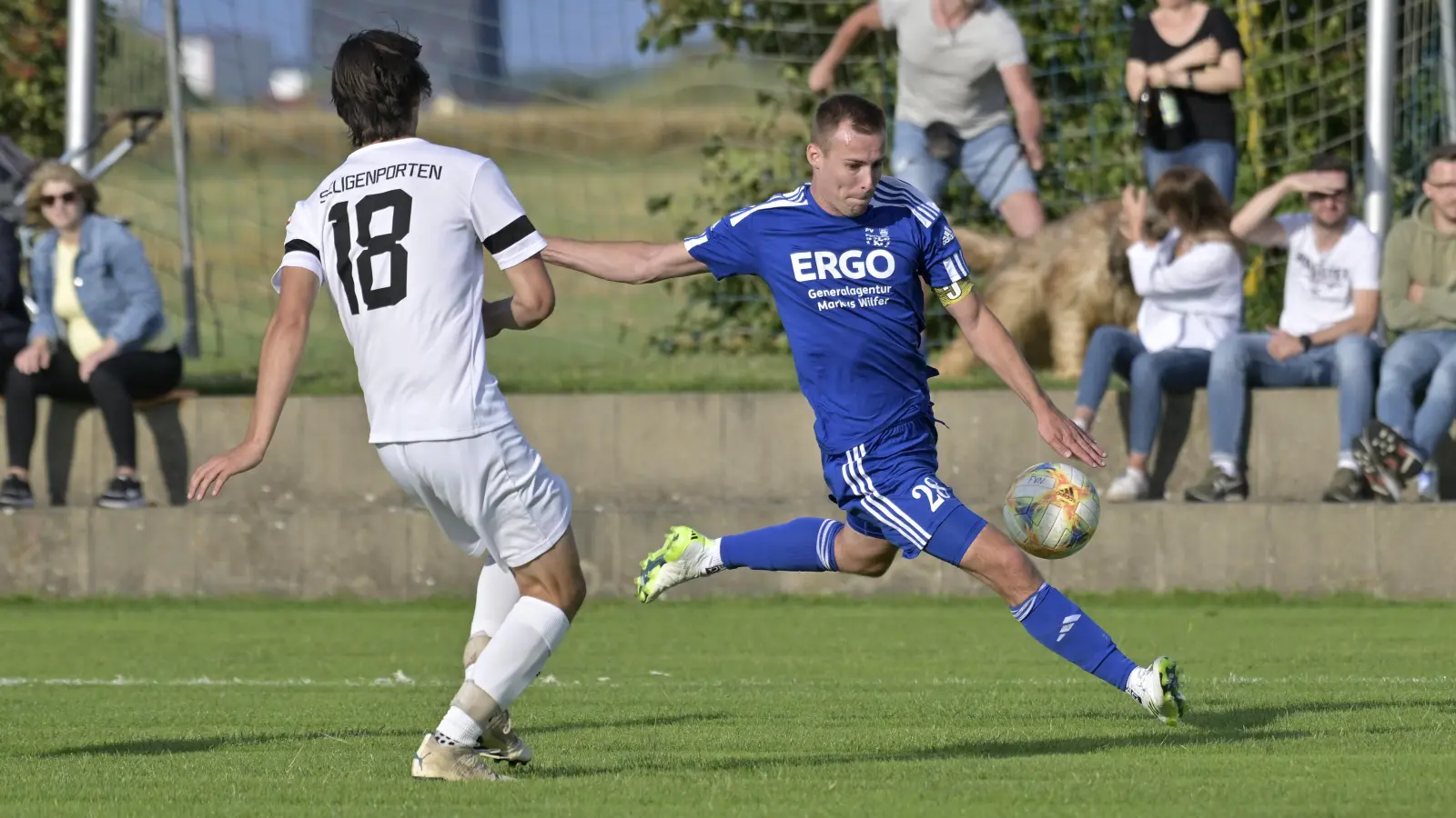 Tim Baumann (hier in einem anderen Spiel) brachte Neuses beim FC Wendelstein in Führung. (Foto: Martin Rügner)
