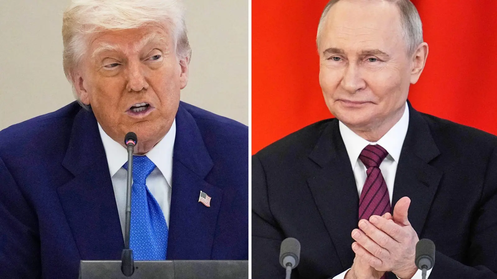 Putin und Trump haben rund eine Stunde miteinander telefoniert (Archivbild) (Foto: Brandon/Bednyakov/AP/dpa)