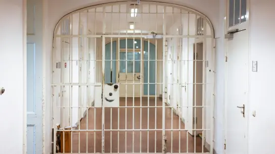 Eine geschlossene Pforte in einer Justizvollzugsanstalt. (Foto: Frank Molter/dpa/Symbolbild)