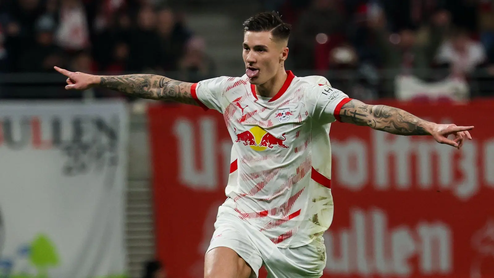 Benjamin Sesko jubelt künftig für Manchester United (Foto: Jan Woitas/dpa)