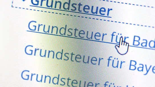 Das Wort Grundsteuer erscheint auf einem Computerbildschirm auf der Seite des online Steuerportals Elster. (Foto: Bernd Weißbrod/dpa/Archivbild)