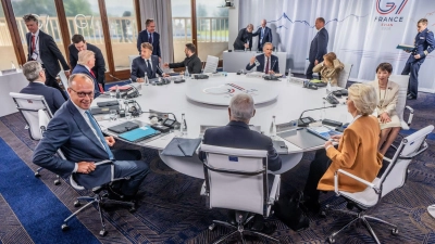 Die Staats- und Regierungschefs der G7 haben sich auf eine gemeinsame Erklärung zu geopolitischen Fragen geeinigt. (Foto: Michael Kappeler/dpa-Pool/dpa)