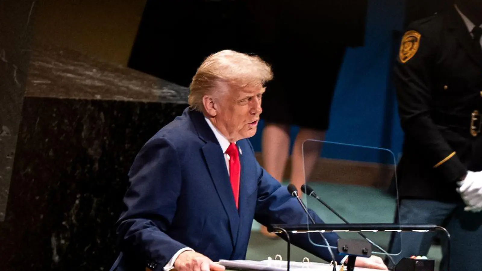 Trumps Rede wird am ersten Tag der UN-Generaldebatte erwartet. (Archivbild) (Foto: Angelina Katsanis/AP/dpa)