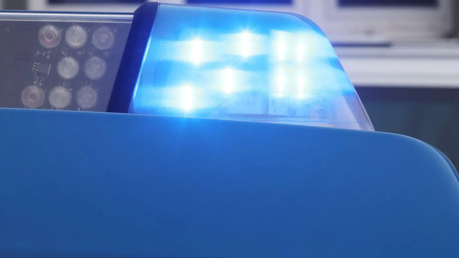 Ein Blaulicht leuchtet auf einem Streifenwagen der Polizei. (Foto: Bodo Schackow/dpa/Symbolbild)