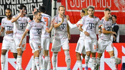 Harry Kane (M) und seine Münchner testen im Sommer beim SV Wehen Wiesbaden. (Archivbild) (Foto: Uwe Anspach/dpa)