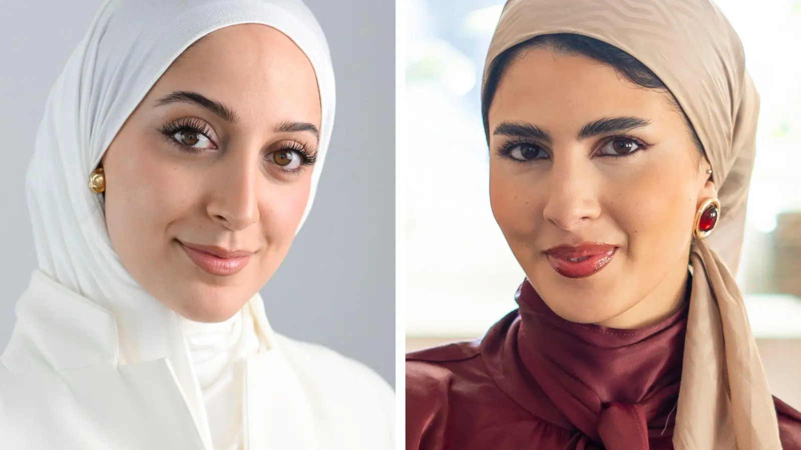 Büsra Sayed und Amina Ben Bouzid wollen „Miss Germany“ werden - und Frauen mit Kopftuch sichtbar machen.  (Foto: Jens Kalaene/Andreas Arnold/dpa)