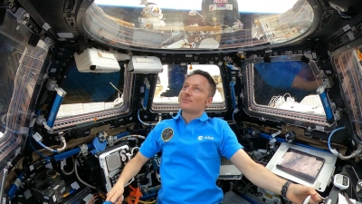 Schäft „wie ein Baby“: Astronaut Matthias Maurer hat auf der ISS keinerlei Schlafprobleme. (Foto: --/NASA/ESA-M.Maurer/dpa)