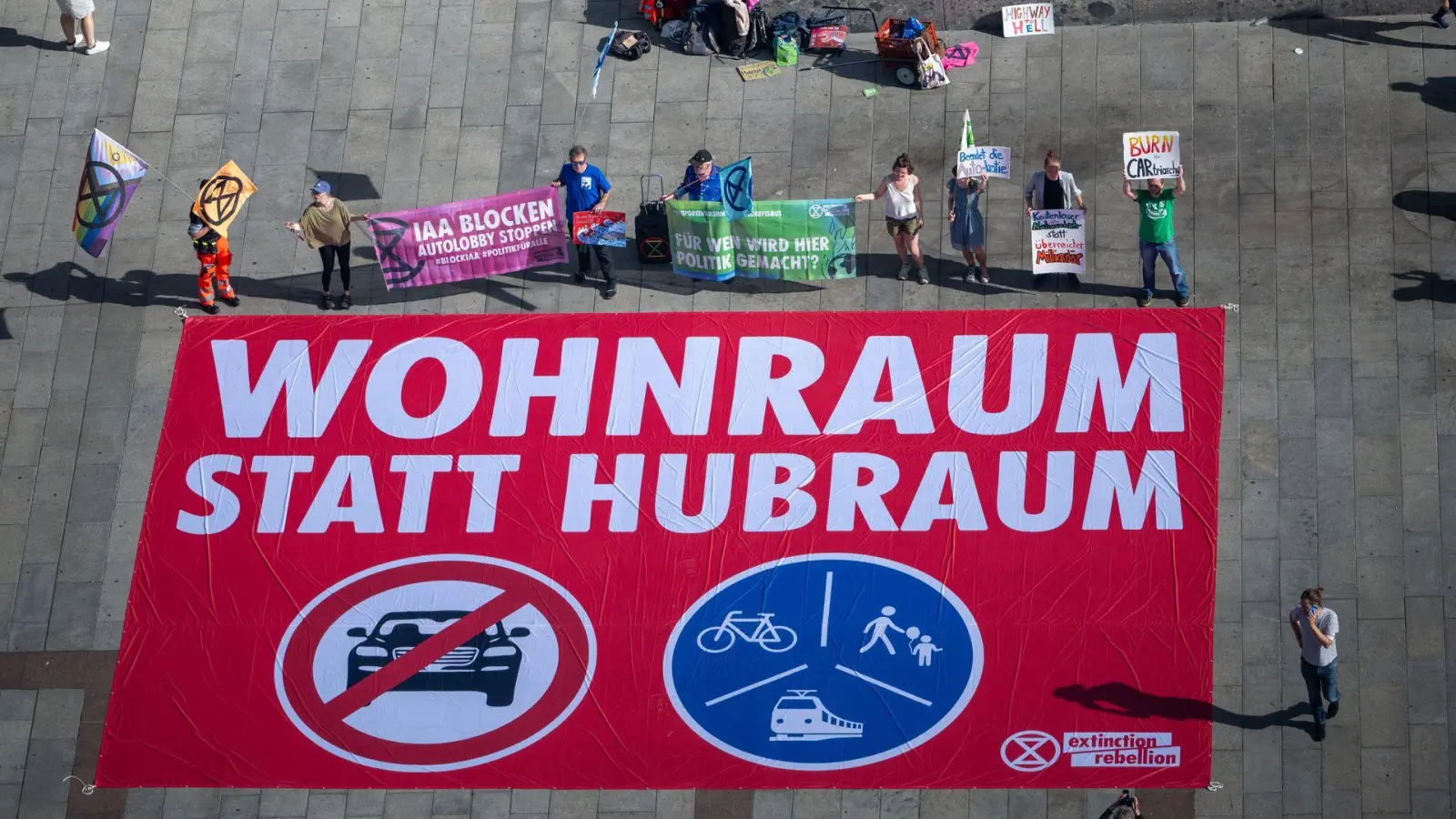 Die IAA hat noch gar nicht begonnen - die Proteste dagegen aber schon. (Foto: Leonie Asendorpf/dpa)