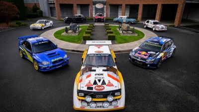 Rallye-Legenden: Für eine Sonderausstellung im Nationalen Automuseum sind sie angetreten, um die Besucher zu verzücken-  allen voran der Audi Sport quattro S1 der Gruppe B (vorn). (Foto: Dominic Fraser/Nationales Automuseum/The Loh Collection/dpa-tmn)