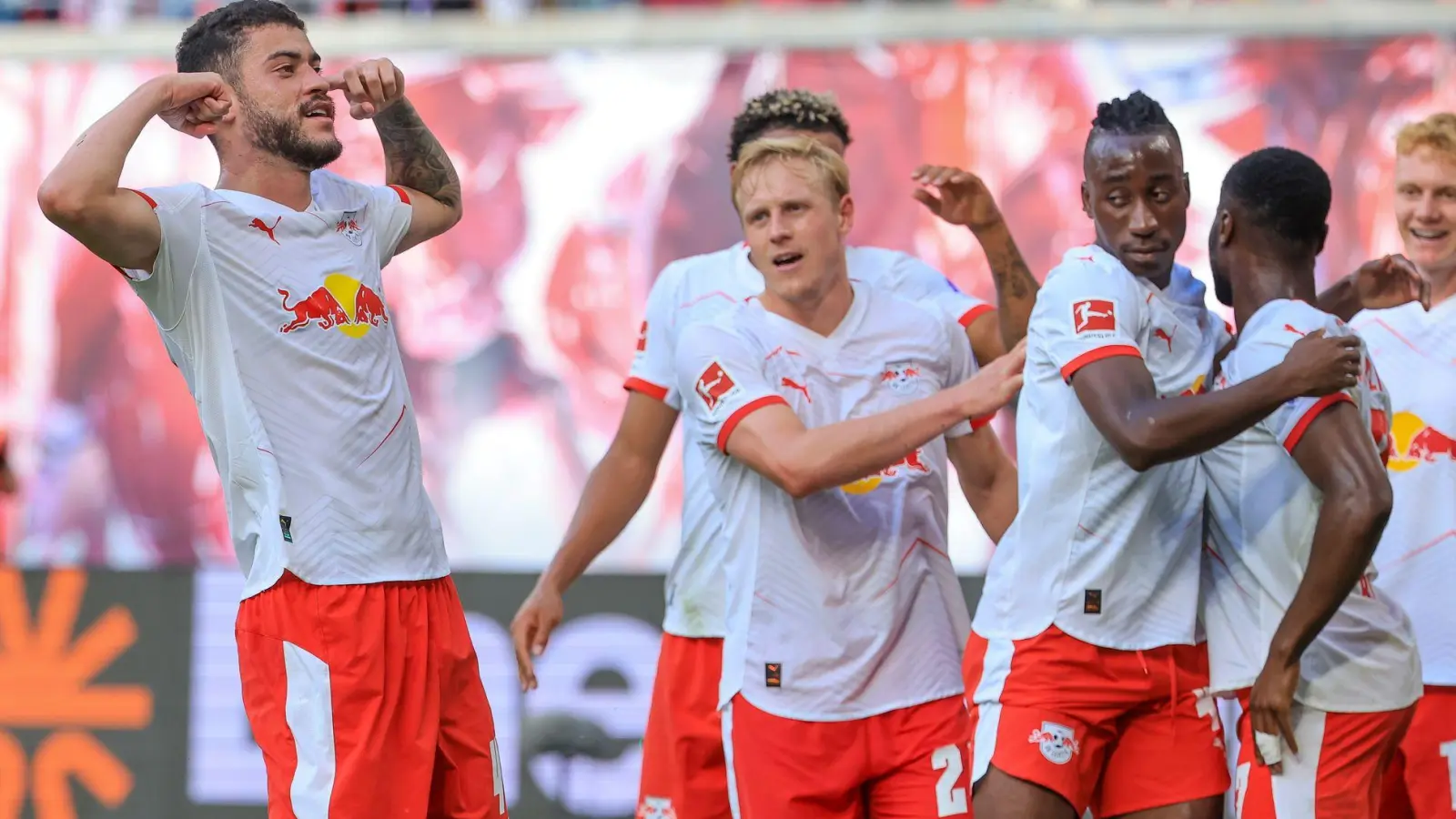 Zumindest ab und zu ließ Leipzig die Muskeln spielen.  (Foto: Jan Woitas/dpa)