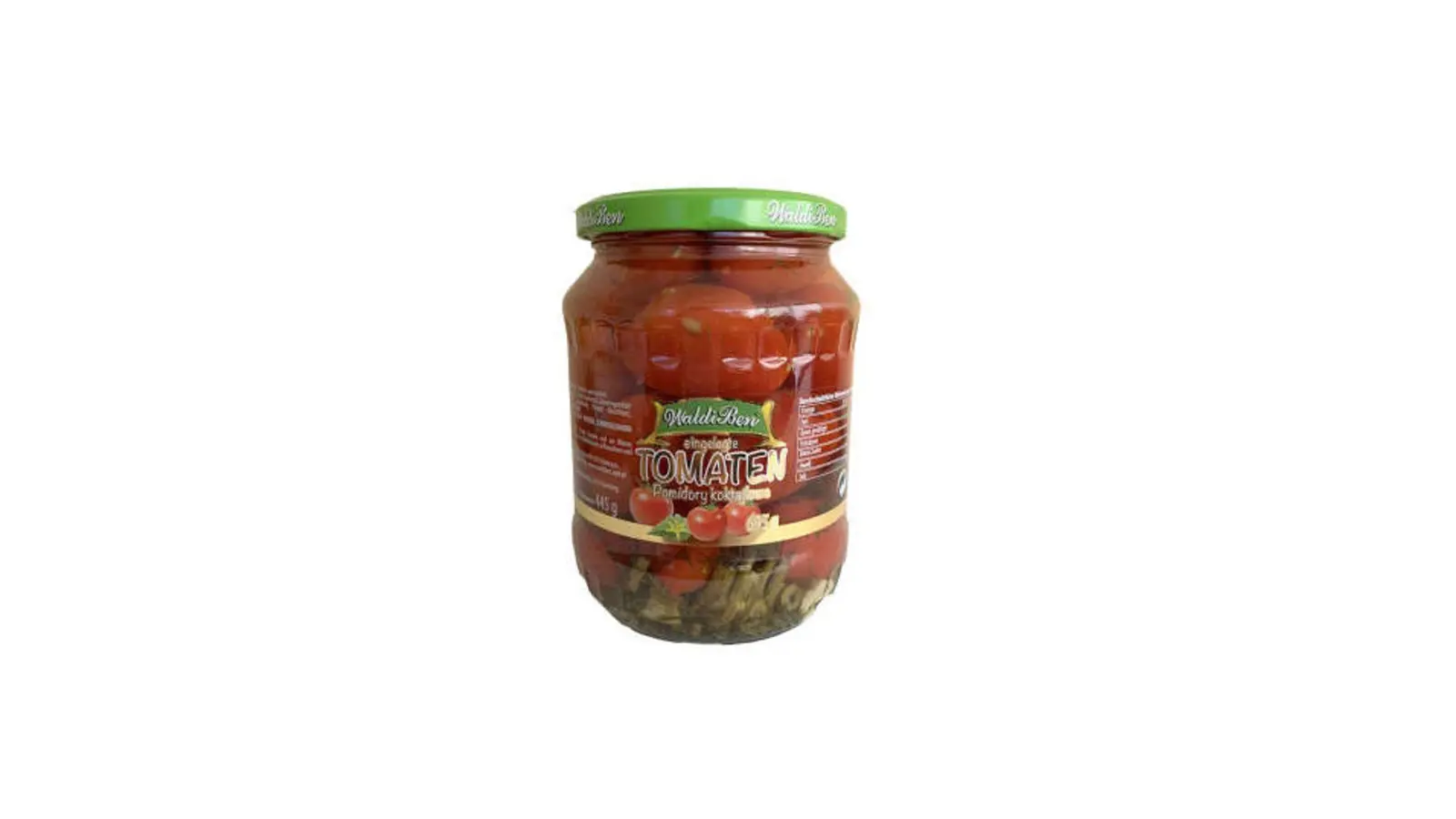 Die Hamburger Firma Dovgan GmbH hat das Produkt „WaldiBen eingelegte Tomaten Pomidory“ zurückgerufen. (Foto: Lebensmittelwarnung.de/dpa-infocom)