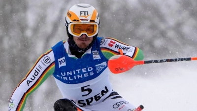 Linus Straßer ist beim Slalom in Aspen auf den zweiten Rang gerast. (Foto: Robert F. Bukaty/AP/dpa)