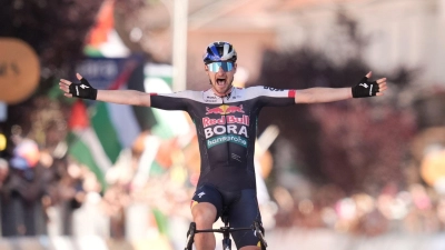 Nico Denz sorgt für den ersten deutschen Etappensieg beim 108. Giro. (Foto: Massimo Paolone/LaPresse/AP/dpa)