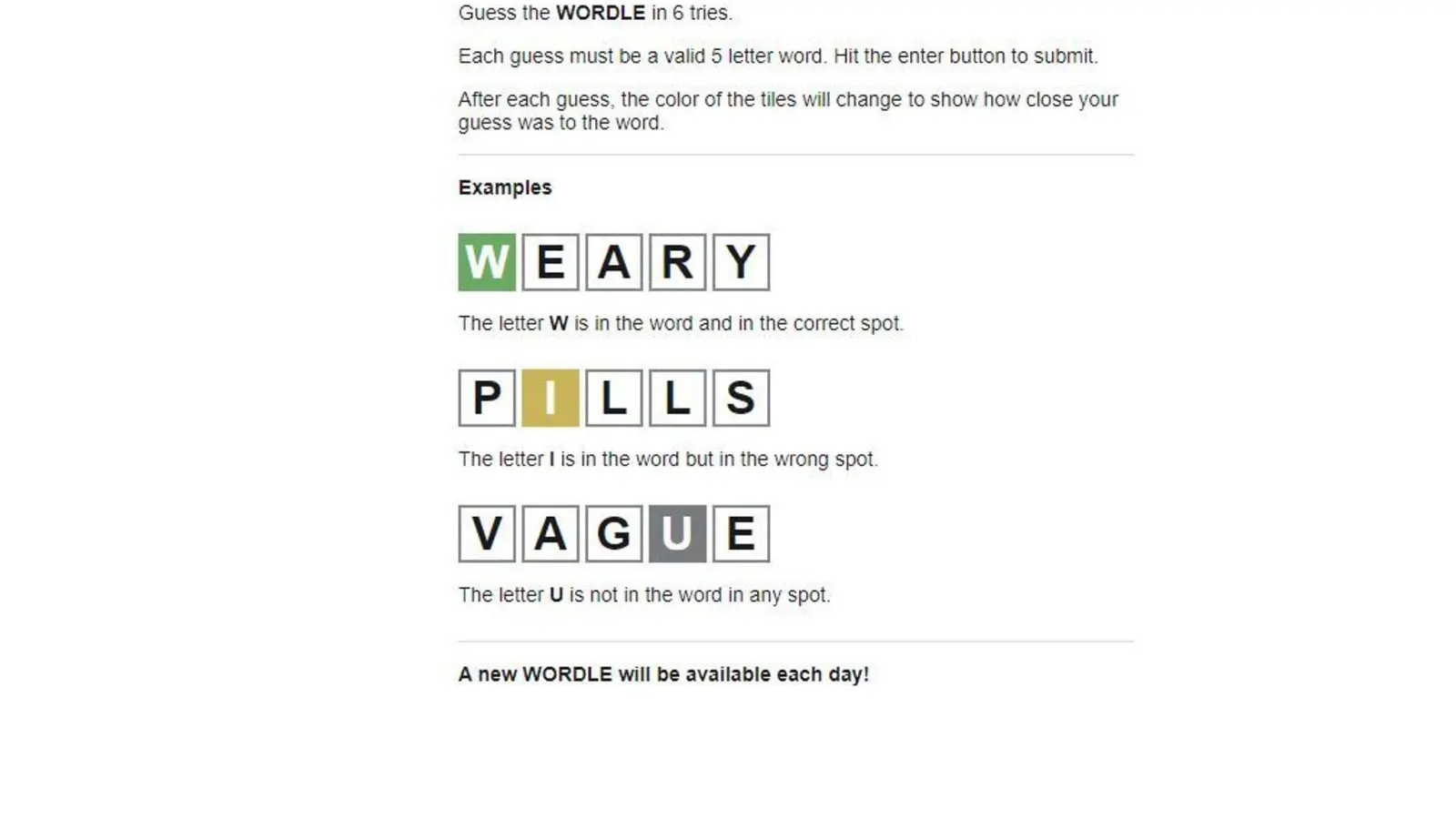 Die Wordle-Regeln sind schnell erklärt: Im Zentrum stehen drei Farben, die bei der Wortfindung helfen. (Foto: powerlanguage.co.uk/dpa-tmn)
