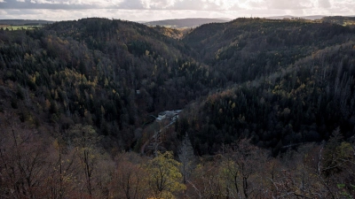 Blick in das Höllental, über das die Höllentalbrücke gebaut werden soll.  (Foto: Daniel Vogl/dpa)