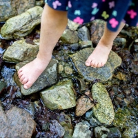Barfußlaufen auf wechselnden Untergründen aktiviert die Muskulatur - so kann sich das Fußgewölbe von Kindern optimal ausbilden. (Foto: Hauke-Christian Dittrich/dpa/dpa-tmn)
