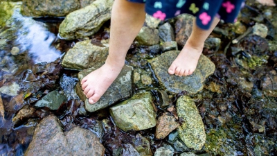 Barfußlaufen auf wechselnden Untergründen aktiviert die Muskulatur - so kann sich das Fußgewölbe von Kindern optimal ausbilden. (Foto: Hauke-Christian Dittrich/dpa/dpa-tmn)