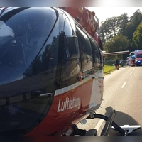 Zwischen Abtsgreuth und Altershausen wurde bei einem Unfall ein Motorradfahrer verletzt. Mit einem Rettungshubschrauber kam er in eine Klinik. (Foto:  Feuerwehr Münchsteinach)