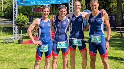 Die Herrieder waren zum Saisonauftakt gut in Schuss, v. l.: Andreas Lassauer, Tobias Danzer, Tobias Müller, Tobias Keilwerth. (Foto: Siegfried Augustin)