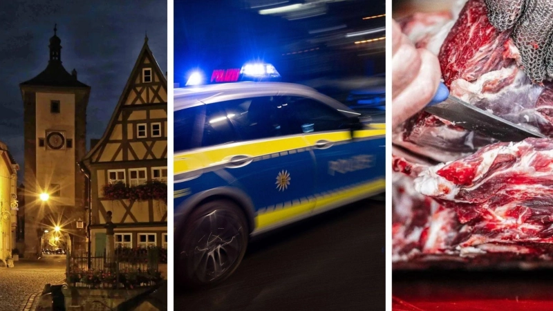 Ein Schlafwandler in Rothenburg auf Abwegen und ein Ekel-Diebstahl: 2025 ereigneten sich in Westmittelfranken zahlreiche kuriose Einsätze für die Polizei. (Symbolbild: Willi Pfistinger, Marijan Murat/dpa, Guido Kirchner/dpa)