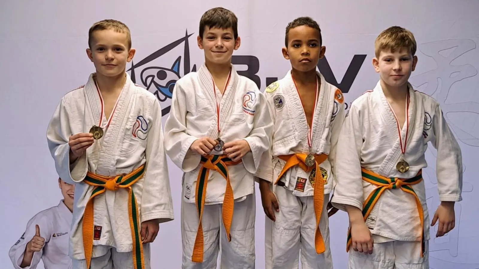 Erfolgreich bei der Nordbayerischen U13-Meisterschaft, von links: Maik Klezow, Christian Kreimer, Nathan Backofen, Tim Kreimer. (Foto: Jörg Bischoff)