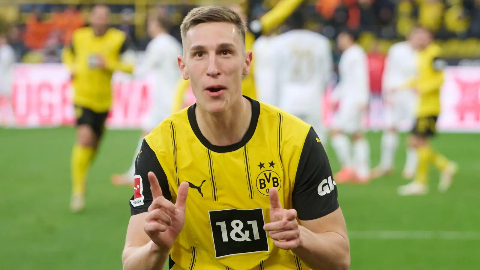 Nico Schlotterbeck in seinem bislang letzten Spiel für den BVB Ende März.   (Foto: Bernd Thissen/dpa)