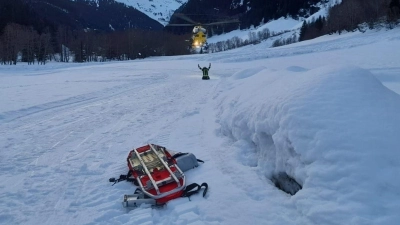 Einsatz der italienischen Bergrettung in der Nähe von Ratschings. Eine deutsche Gruppe wurde von einer Lawine erfasst. (Foto: -/ Soccorso Alpino/dpa)
