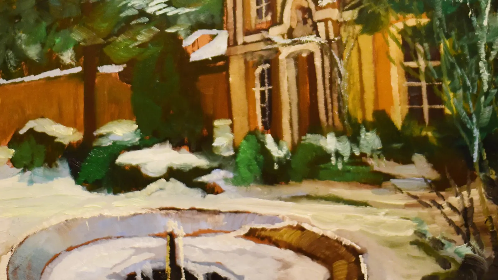 Schnee liegt auf den Zweigen und im Garten: Das Prinzenschlösschen gehörte zu den Lieblingsmotiven des Künstlers Gottfried Scheer, der ab 1919 in Ansbach wohnte. (Foto: Jim Albright)