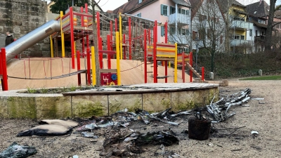 Erst vor wenigen Monaten war der Spielplatz im Stadtgraben nach der Sanierung freigegeben worden. Jetzt muss ersteinmal aufgeräumt werden. (FLZ-Leserfoto: Sascha Wächtler)