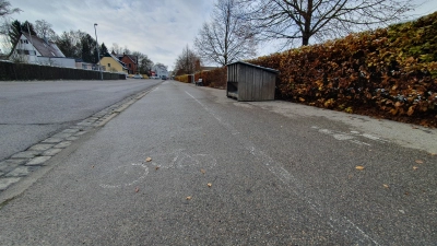 Piktogramme, wie hier am Radweg in der Nürnberger Straße, sollen ab Mitte Dezember nachgezogen werden und dann wieder im reinsten Weiß erstrahlen und erkennbar sein. (Foto: Anna Franck)