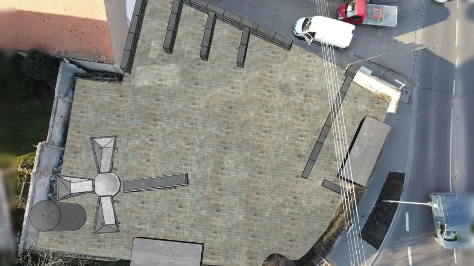 So könnte die Betontankstelle (unten links) später aussehen. Andreas Fink betont: Es sollen keine großen Betonmischer anfahren, vielmehr Hand- und Heimwerker vom Angebot profitieren. (Foto: Betontankstelle-Uffenheim-GmbH)