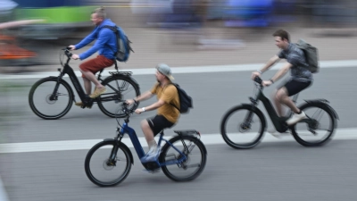 E-Bikes dominieren den deutschen Fahrradmarkt, doch die Preise fallen. (Archivbild) (Foto: Arne Dedert/dpa)