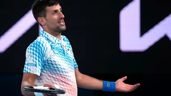 Novak Djokovic ärgerte sich im Melbourne über einen Fan. (Foto: Dita Alangkara/AP/dpa)